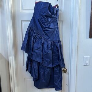 Vintage Bruce Oldfield Elegant Blue Silk Strapless Dress